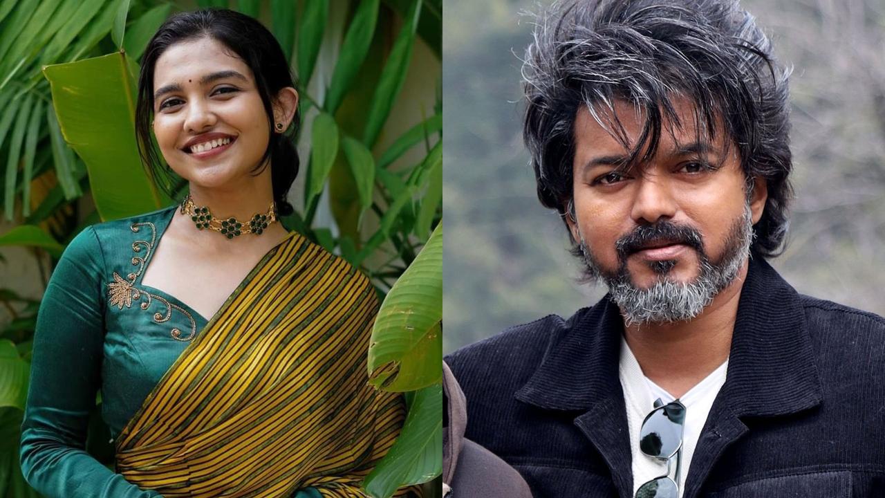 Mamitha Baiju (L), Vijay Thalapathy (R)