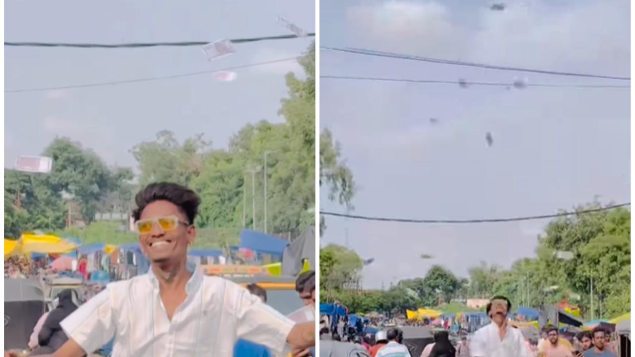 Man throws cash on road viral video 