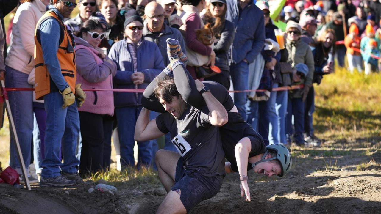 More than 30 couples competed in the North American Wife Carrying Championship