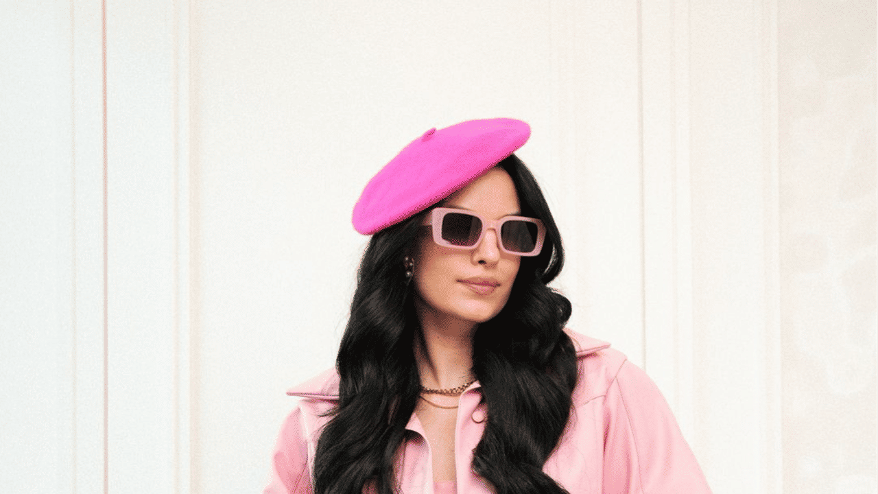 Natasa looks stunning in this Barbie look. She paired her all pink outfit with beret cap. 