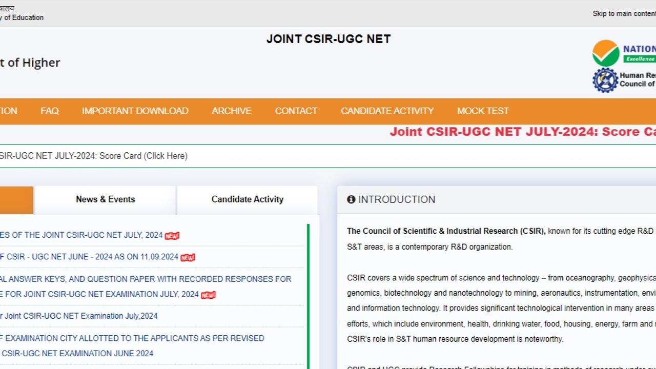 NTA Announces Joint CSIR-UGC NET July 2024 Results: Check Scores and Download Scorecards