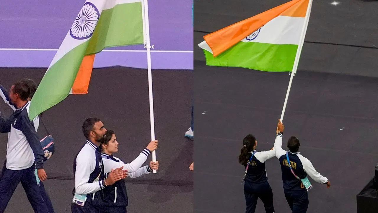 paris olympics closing ceremony manu bhaker pr shreejesh waves tricolor