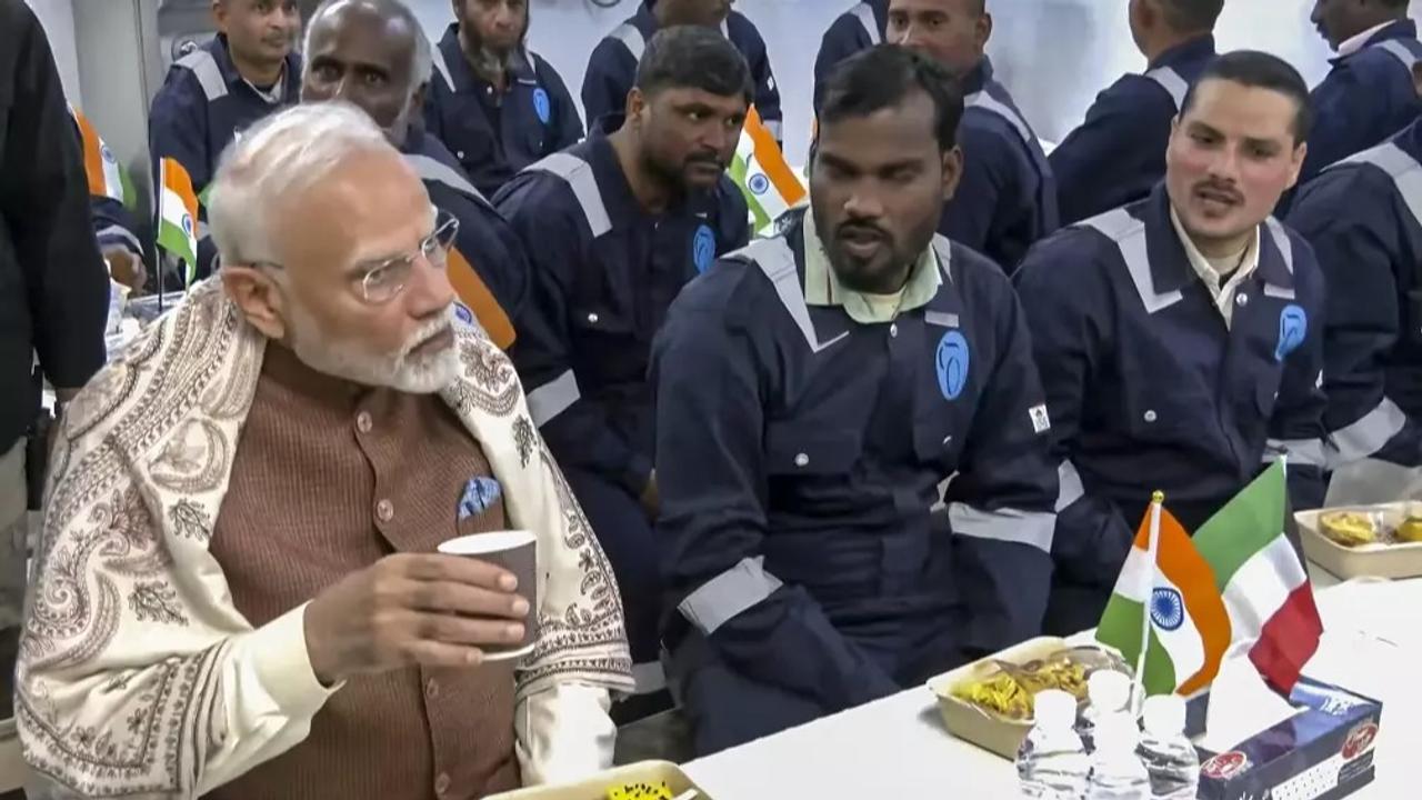 PM Modi Visits Gulf Spic Labour Camp In Kuwait, Interacts With Indian Workers There