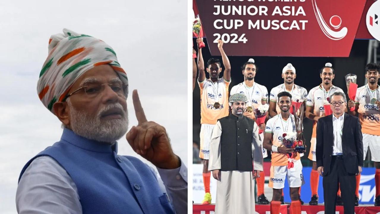 PM Narendra Modi and India junior hockey team