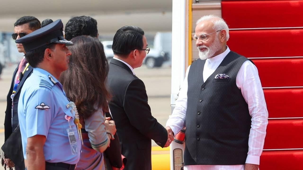 PM Narendra Modi arrives in Laos