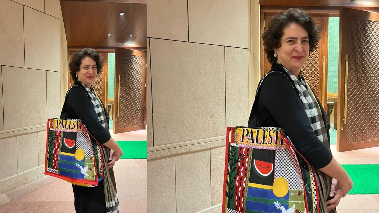 Priyanka Gandhi with Palestine Bag