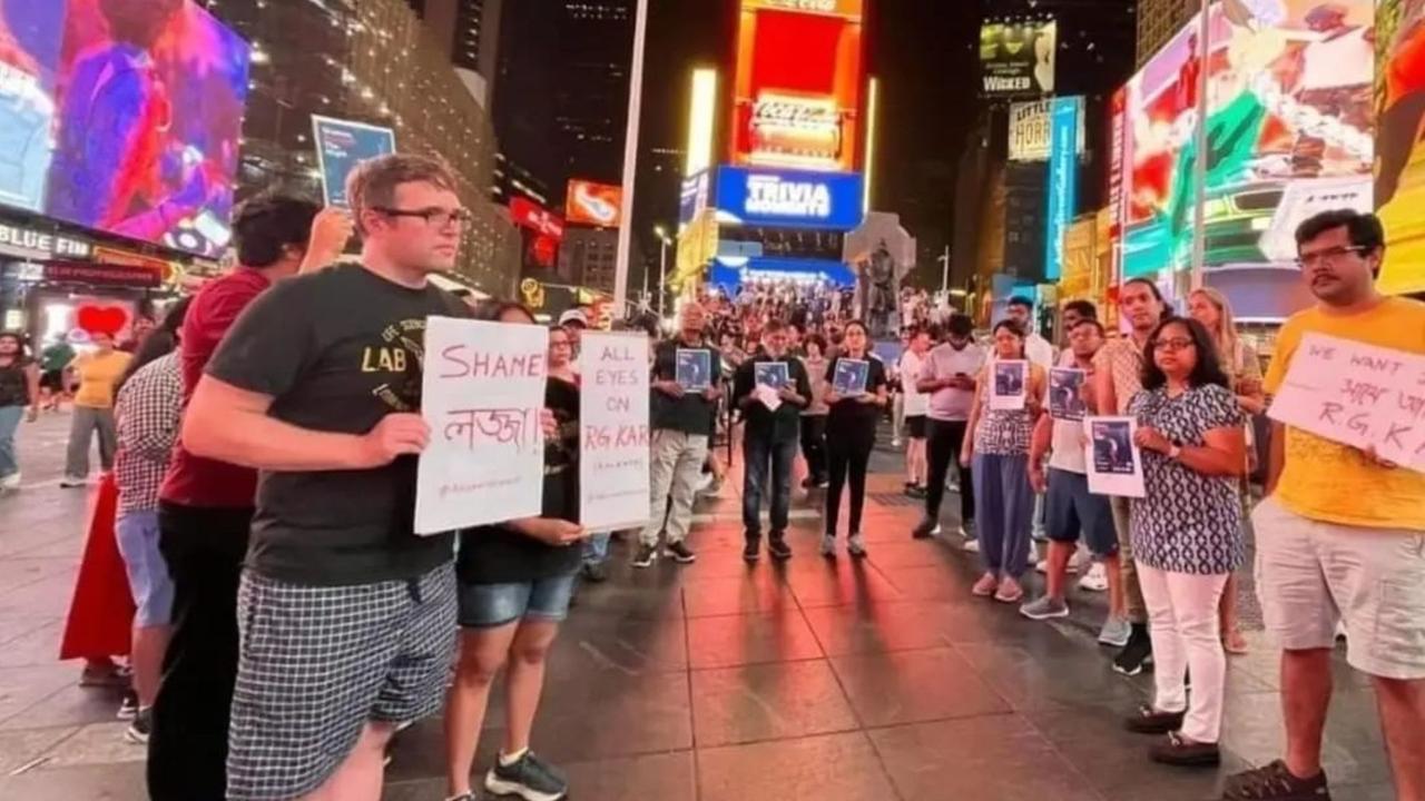 protest at times square, new york