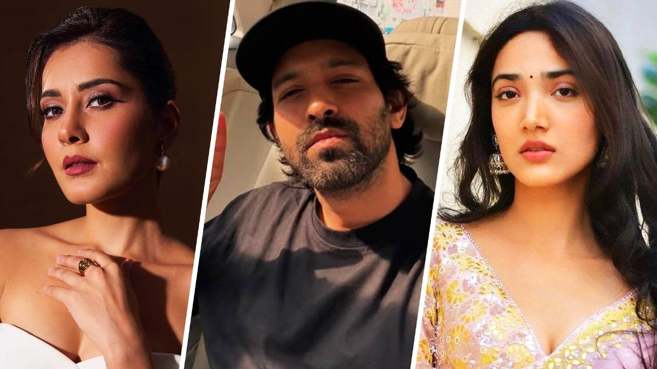 Raashii Khanna (L), Vikrant Massey (C), Medha Shankr (R)