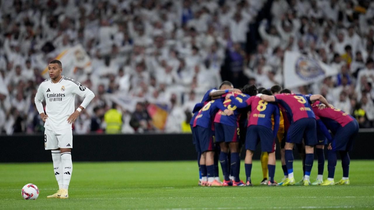 Real Madrid's Kylian Mbappe reacts as Barcelona dominate in El Clasico