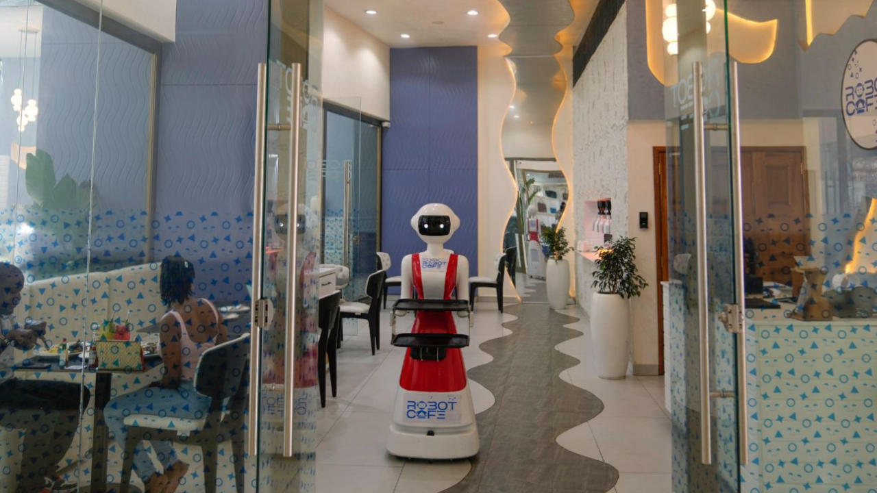 Robot Waiters at The Robot Cafe