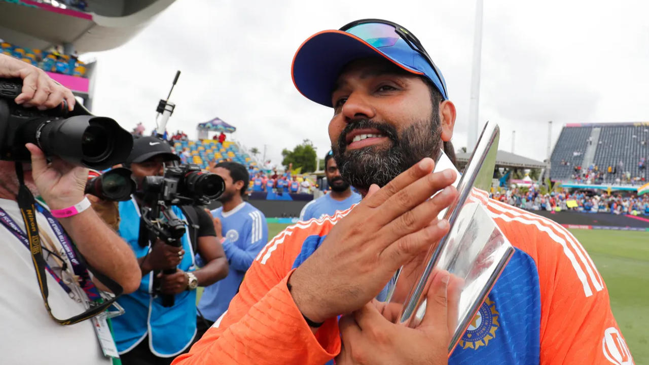 Rohit Sharma with the World Cup title