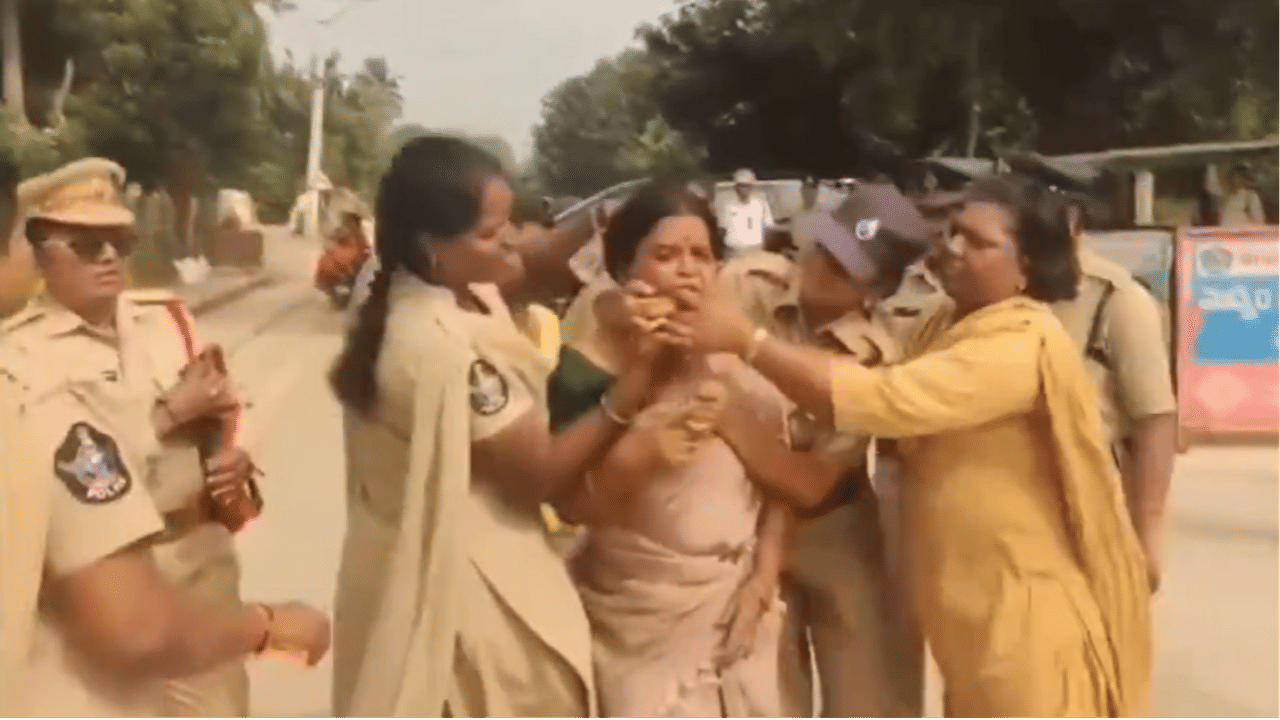 Woman Attempts Suicide Outside Andhra Pradesh CM Chandrababu Naidu’s Residence | Video