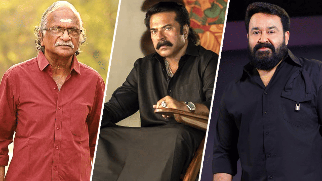 Sreekumaran Thampi (L) Mohanlal (c) Mammootty (r)