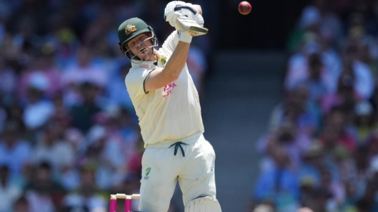 Steve Smith hits a shot during the Border-Gavaskar Trophy series