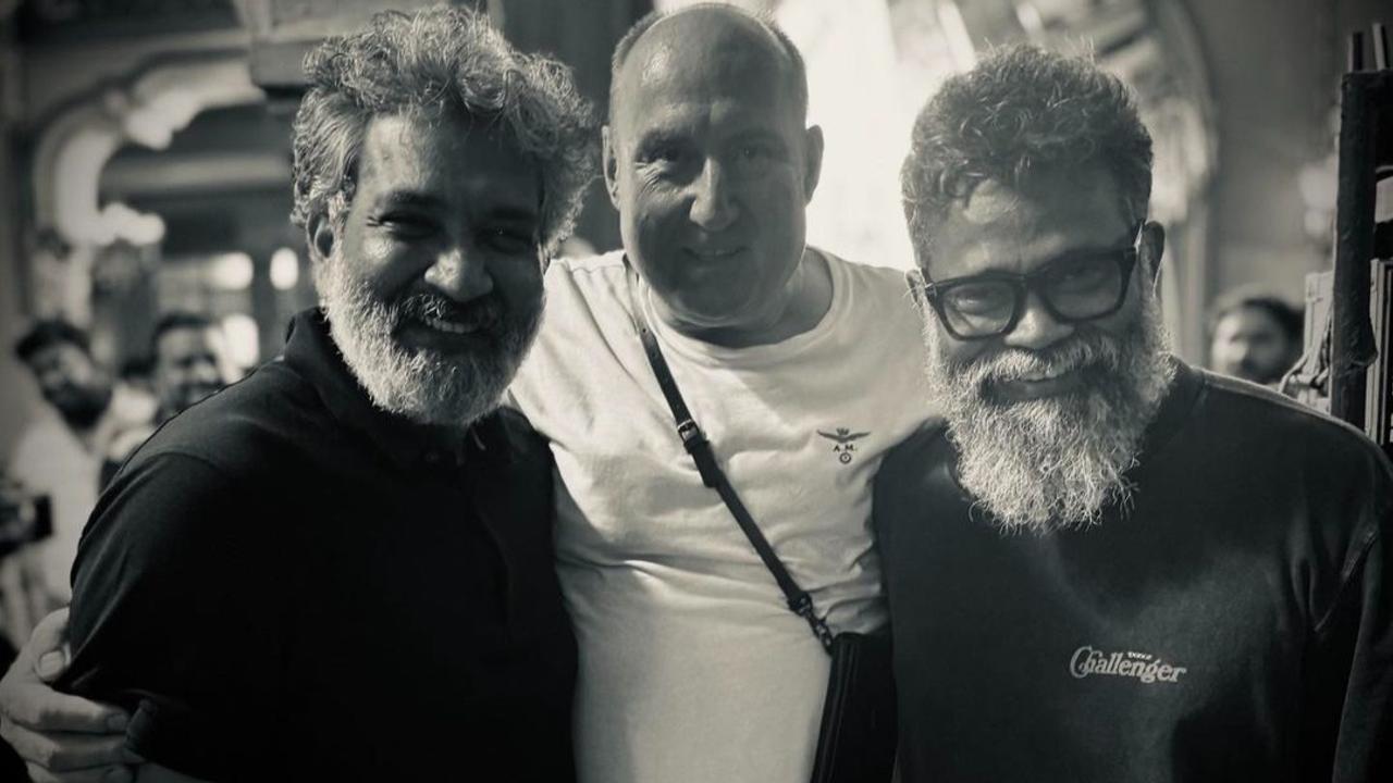 Sukumar and SS Rajamouli on sets of Pushpa 2