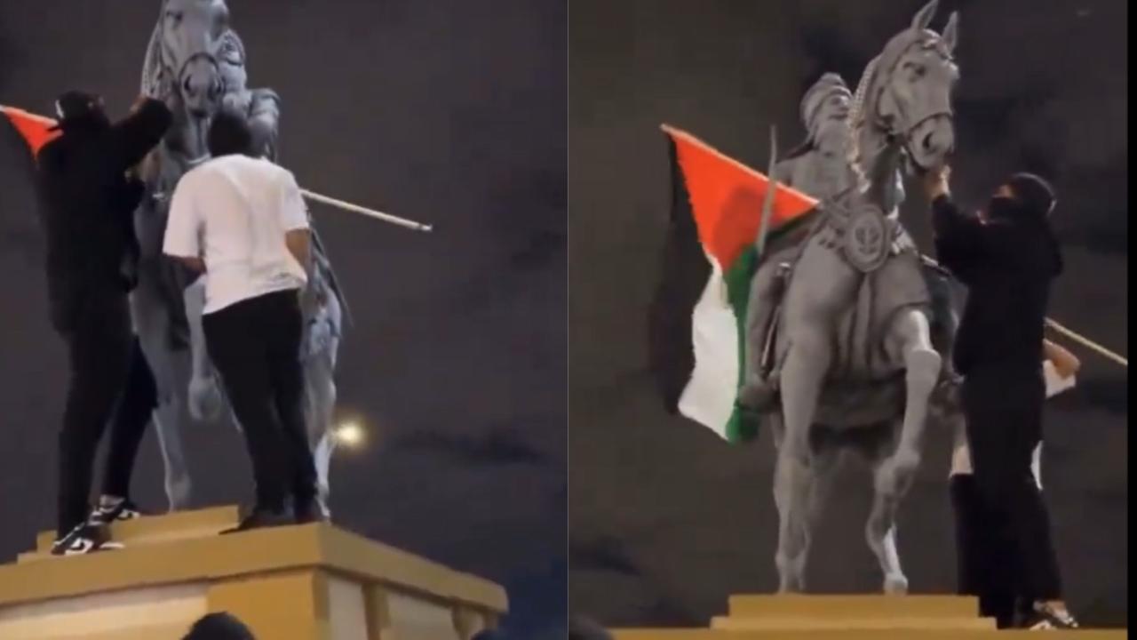 Supporters of Palestine, while protesting in Canada's Brampton, attacked and defaced statue of Maharaja Ranjit Singh at a Square in the city. 