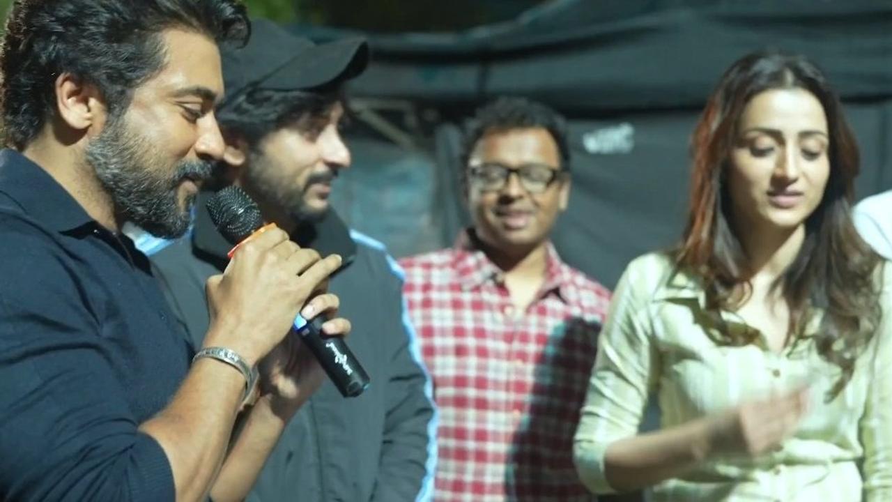 Suriya and Trisha on the set of Suriya45