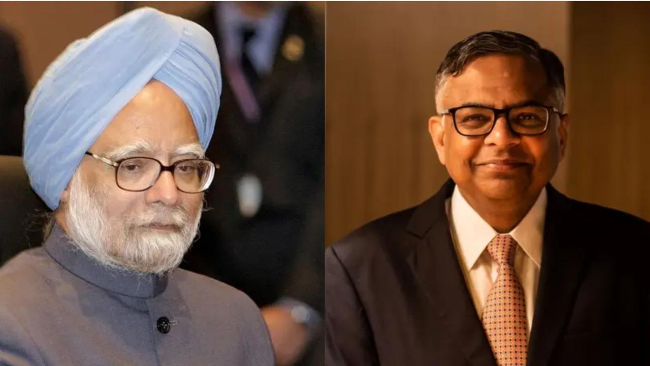 Tata Sons Chief Chandrasekaran and Manmohan Singh