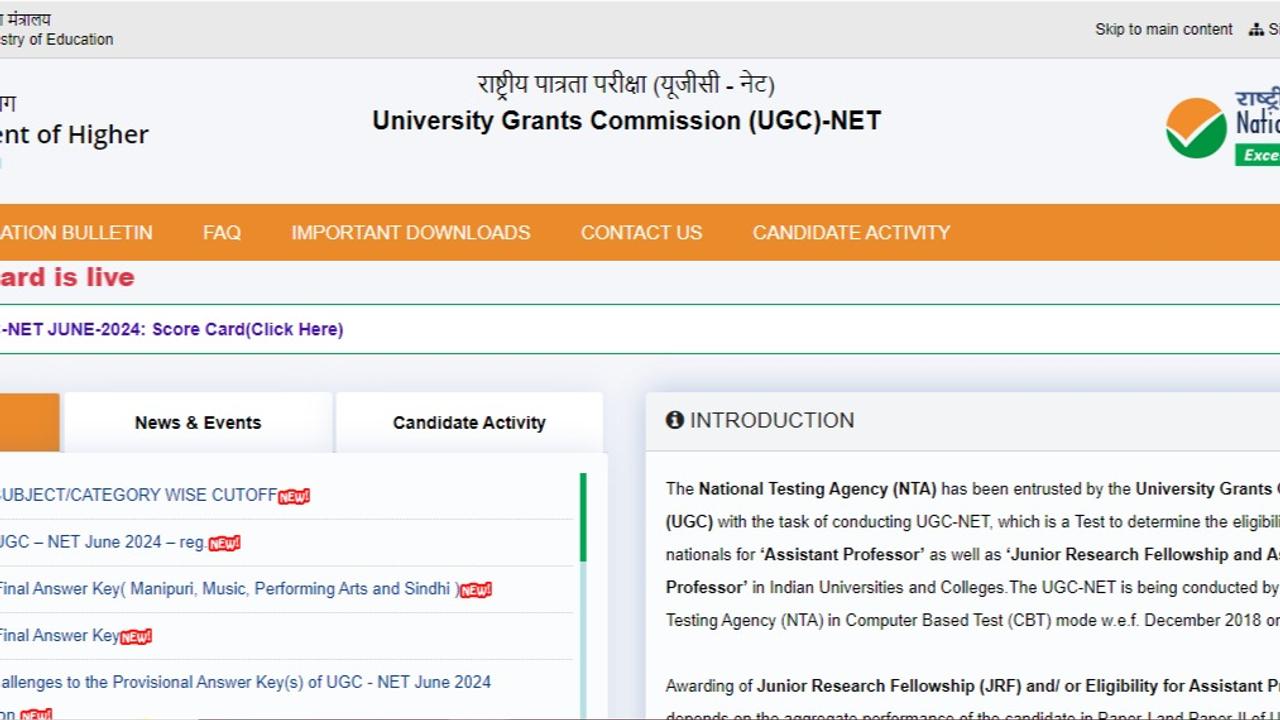 UGC NET Result 2024 Live: NTA Declares June Re-exam Results at ugcnet.nta.ac.in direct link here