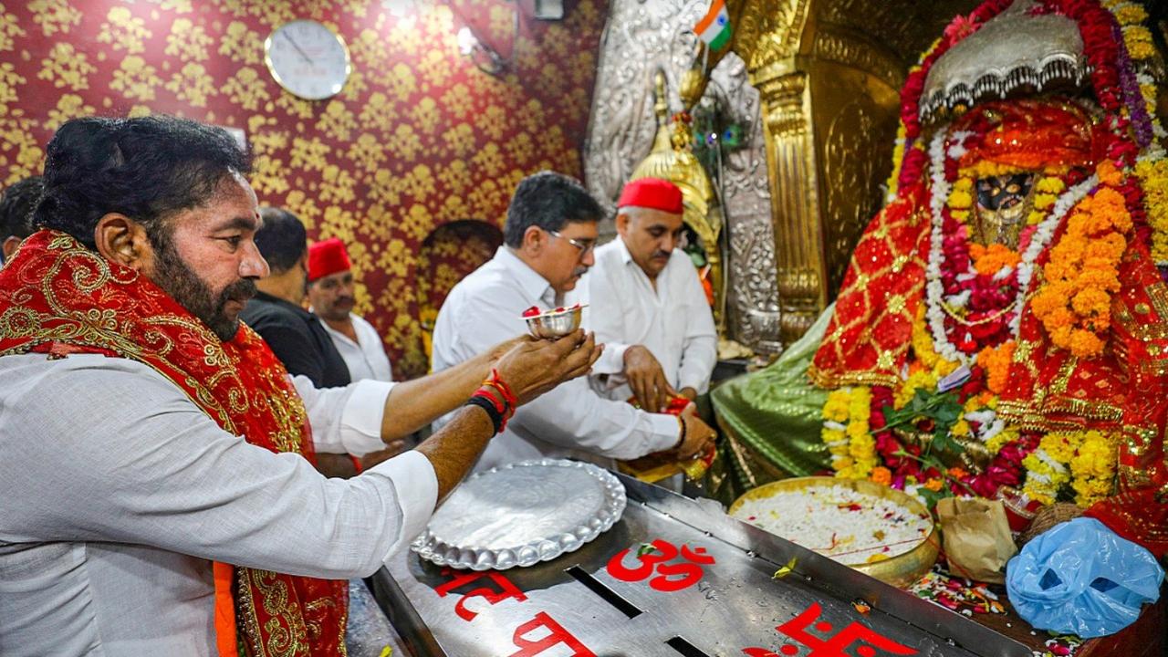 Union Minister Kishan Reddy offered prayers at Bawe Wali Mata Temple