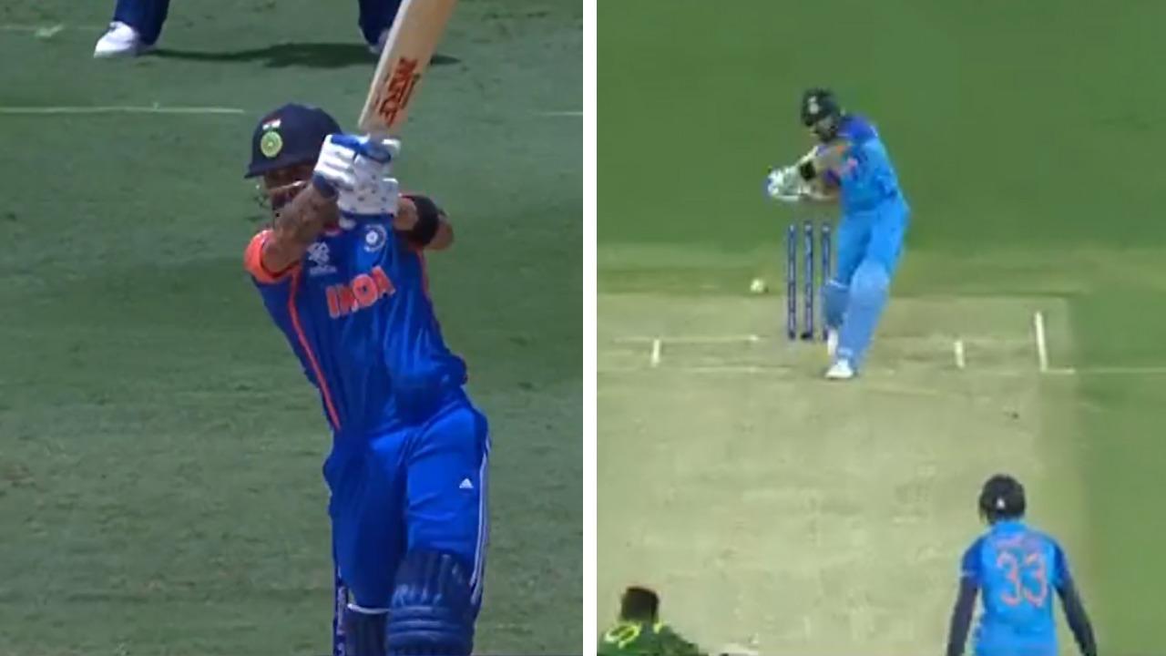 Virat Kohli recreates iconic 6 that he hit against Pakistan at MCG in T20 World Cup 2022.