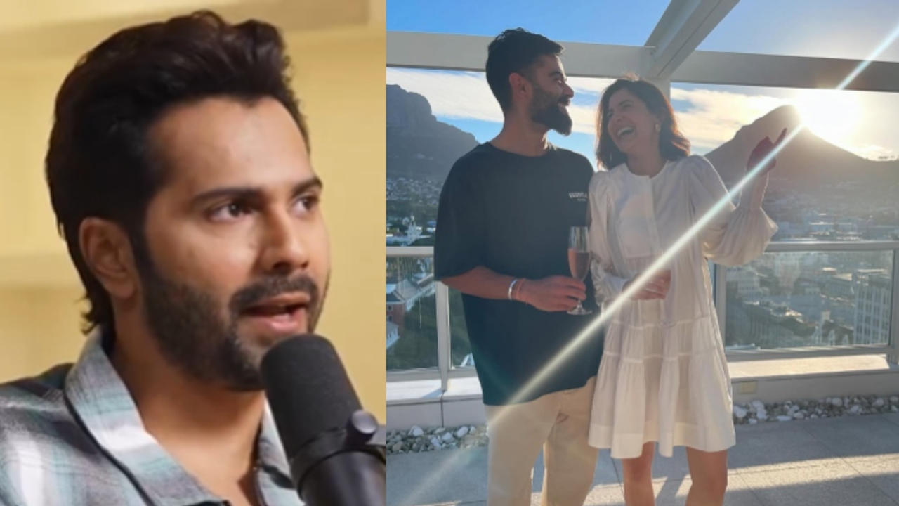 Varun Dhawan, Virat Kohli and Anushka Sharma