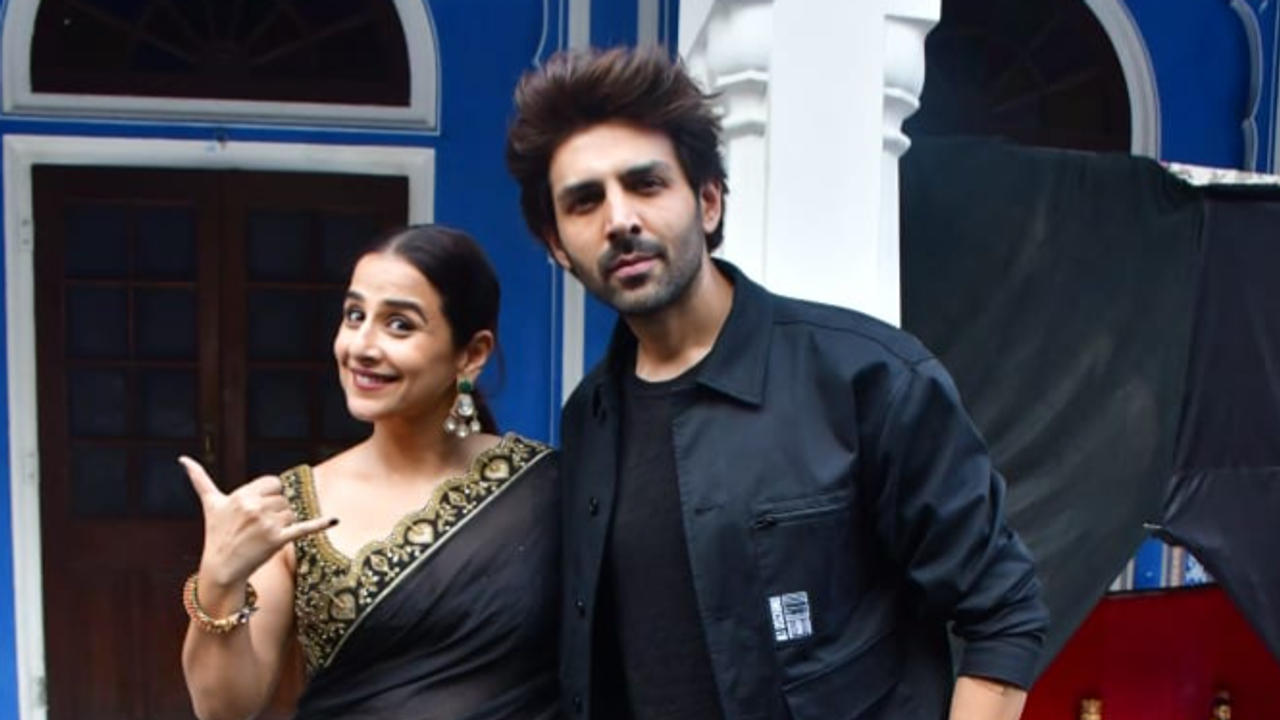 Vidya Balan and Kartik Aaryan at Bhool Bhulaiyaa 3 prmotions