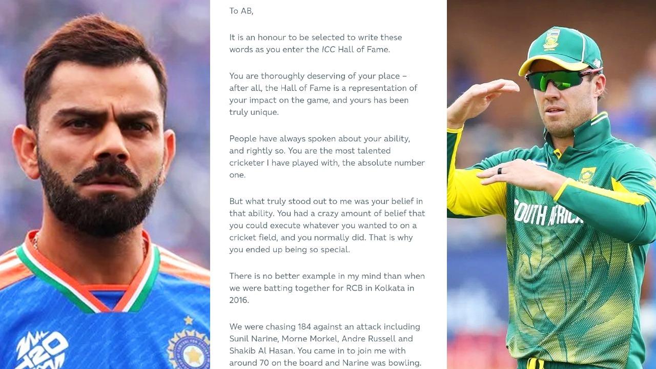 virat kohli wrote a letter to ab de villiers on becoming icc hall of fame