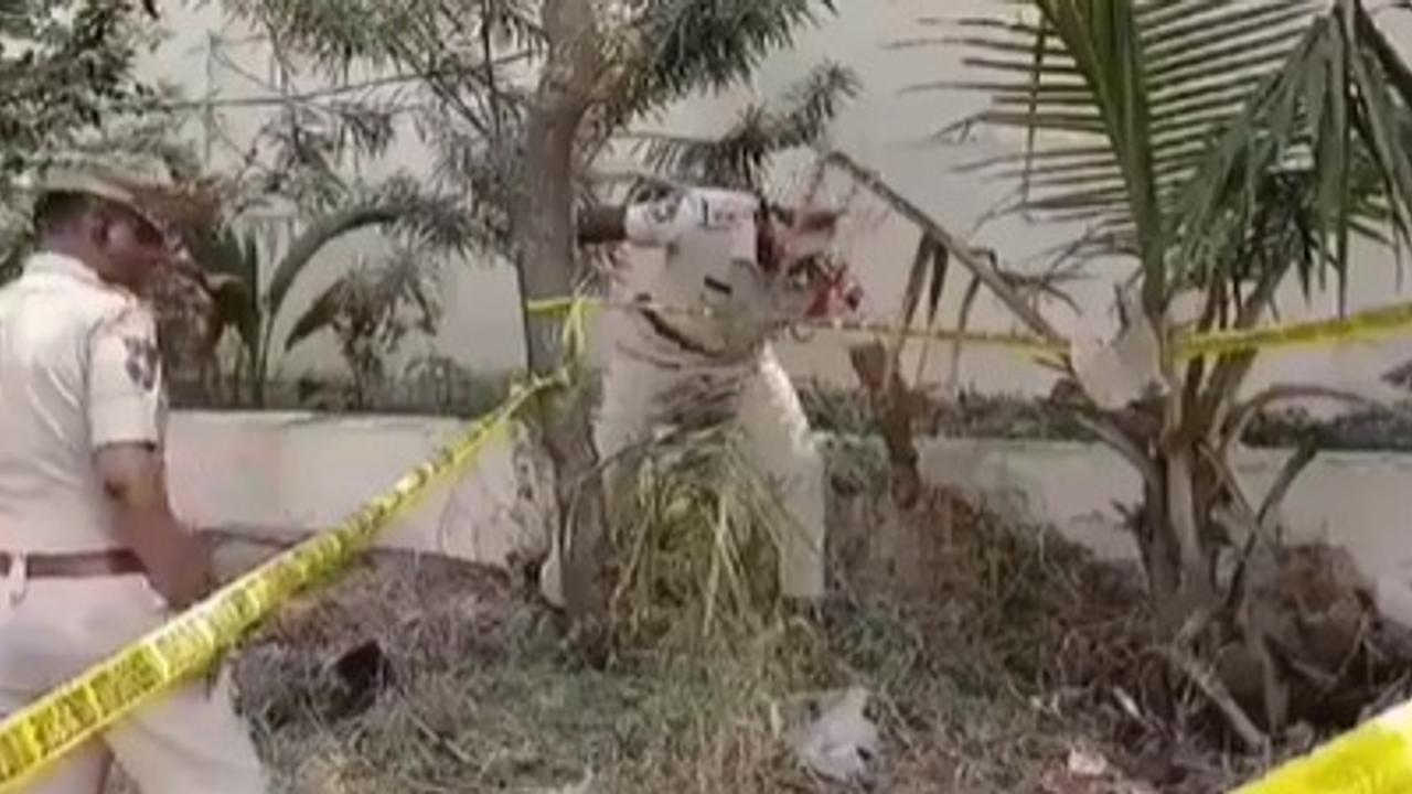 Visuals from the spot of incident where an explosion took place near temple in Hyderabad