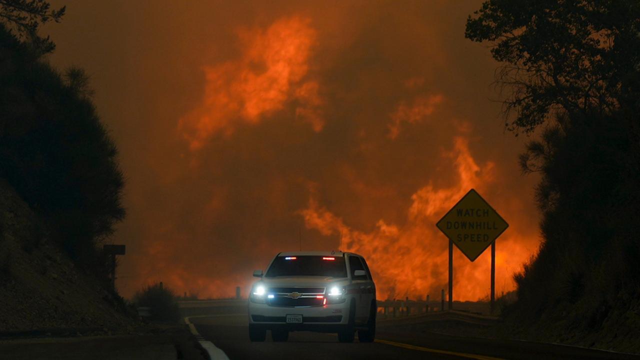 Wildfire Rages in foothills of National Forest East of LA