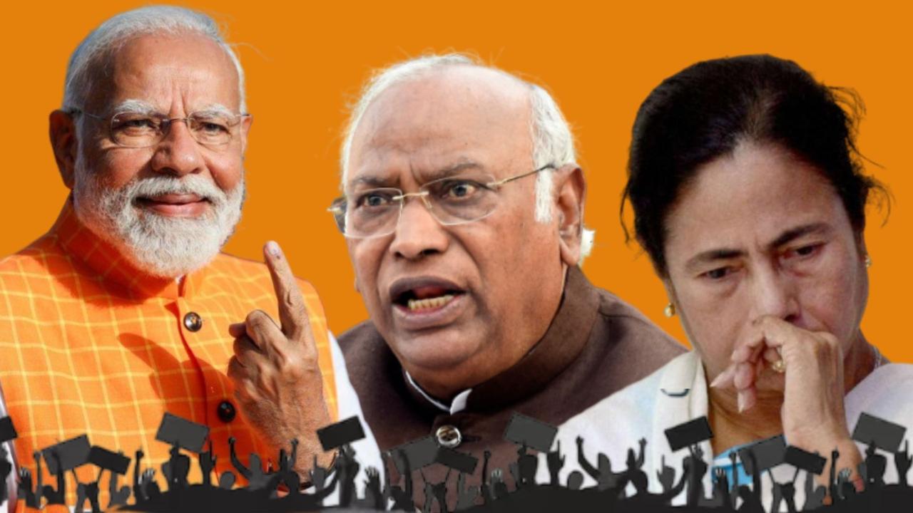 pm modi mallikarjun kharge and mamata banerjee