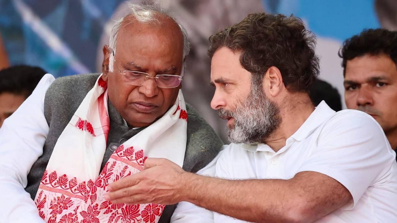 Mallikarjun Kharge and Rahul Gandhi