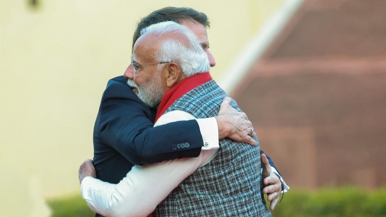 PM Modi with French President Emmanuel Macron