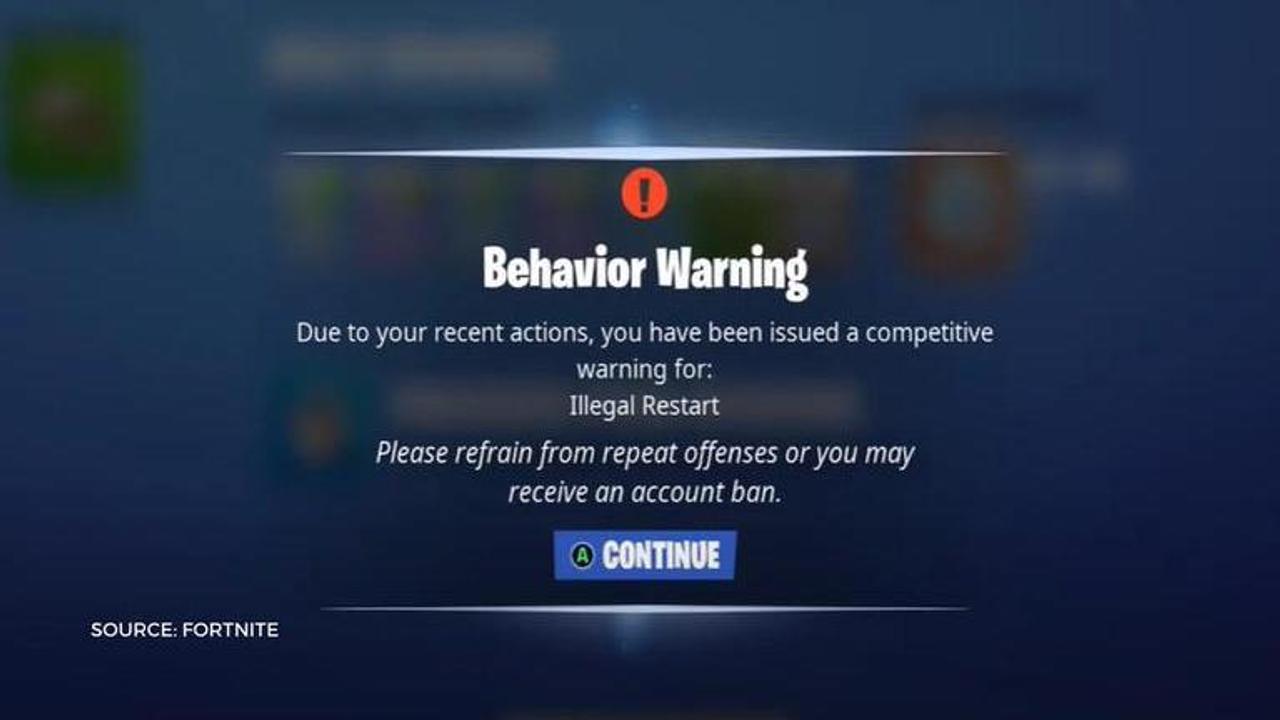 what is illegal restart in fortnite