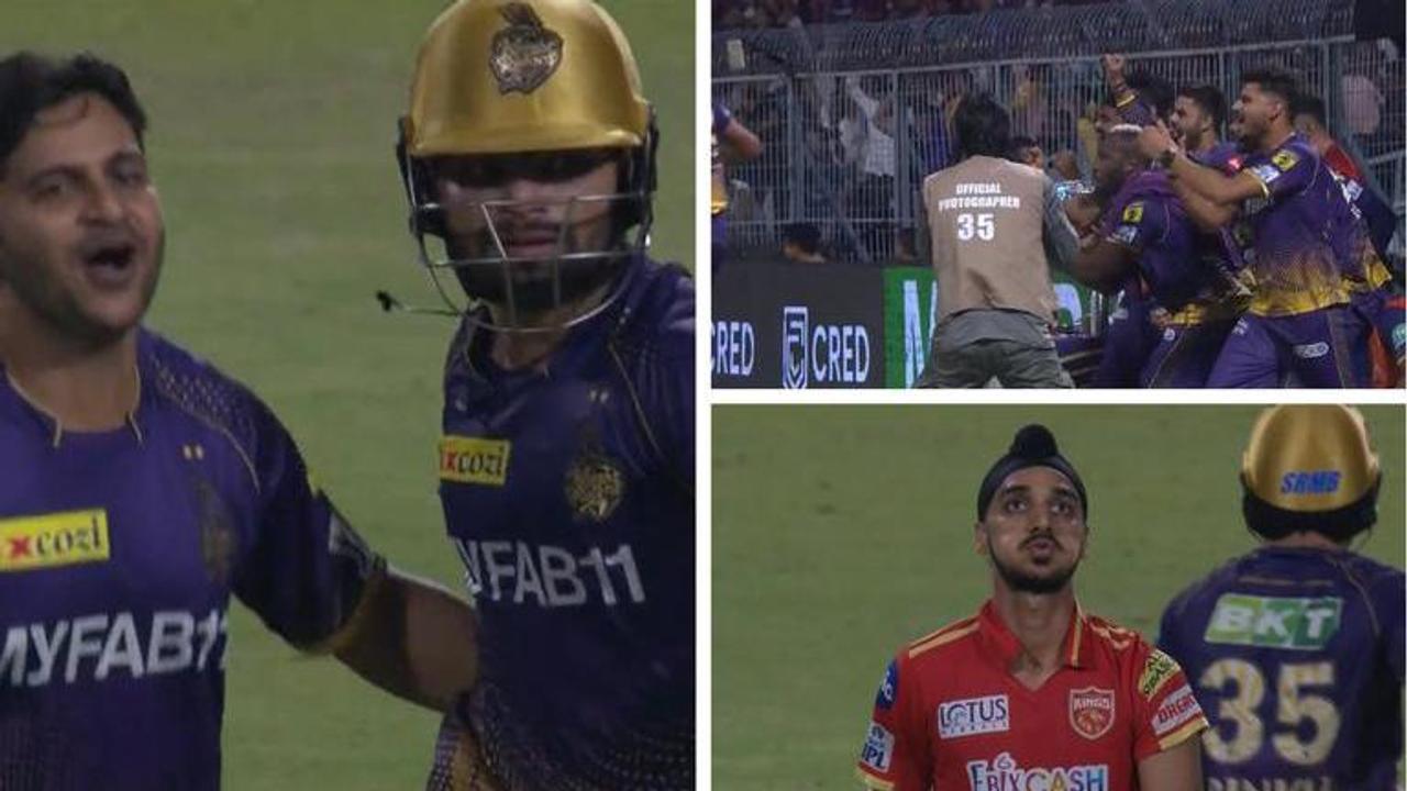 Nitish Rana and KKR dugout Burst into celebration after Rinku Singh's heroics - WATCH