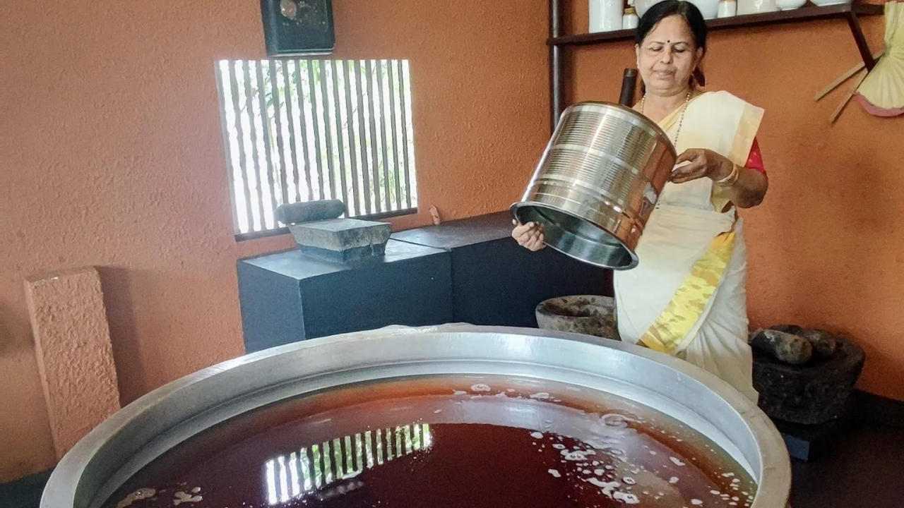 Radhamony at her Acharya Panchakarma clinic.