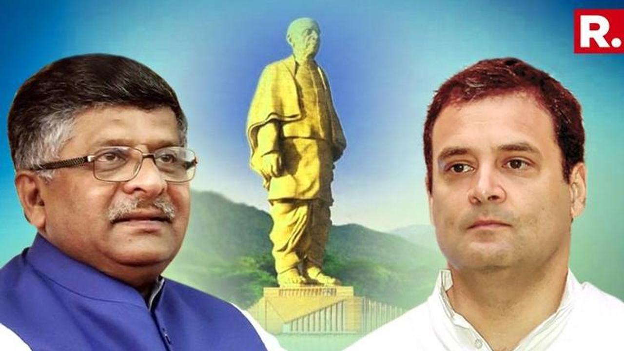 "In the name of Gandhi family there are...": Law Minister Ravi Shankar Prasad reveals 180-item breakdown over Congress' 'problem with Statue of Unity'