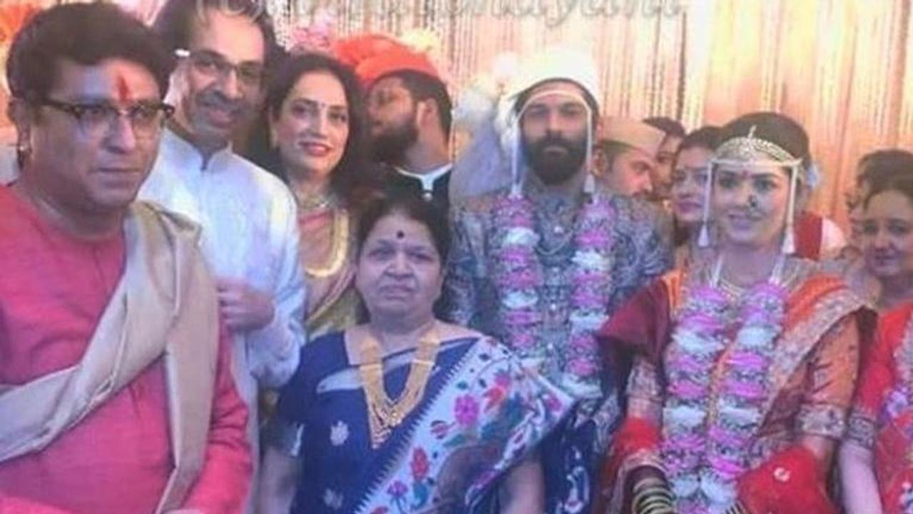 IN PICS: Uddhav Thackeray, SRK, Madhuri Dixit, Johnny Lever and others attend Raj Thackeray's son Amit's wedding