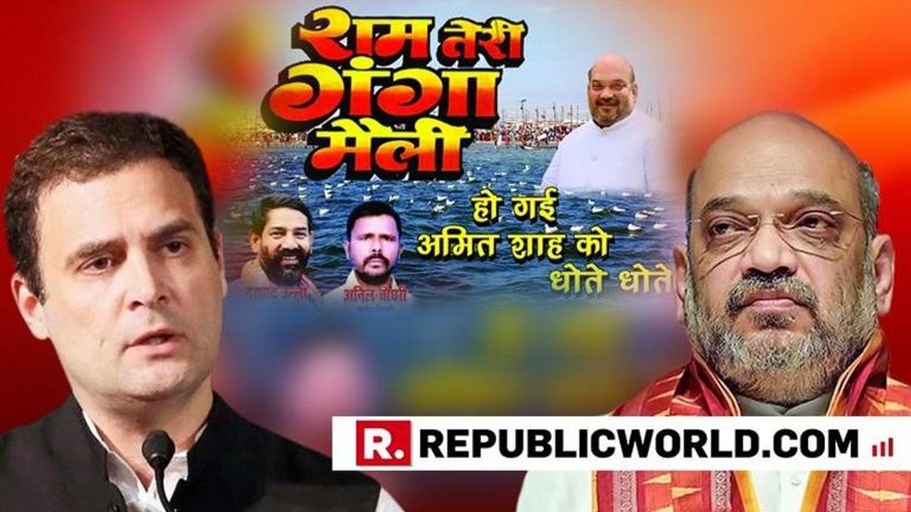 Congress mocks Amit Shah, puts up 'Ram Teri Ganga Maili Ho Gayi' posters after BJP chief's Kumbh holy dip