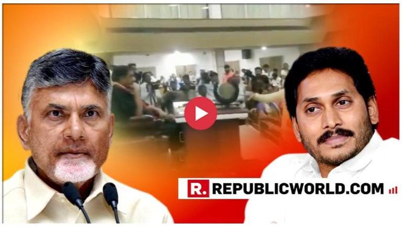 Watch: Ruckus breaks out after Jagan Reddy's portrait replaces Chandrababu Naidu’s at Vijayawada Municipal Council hall