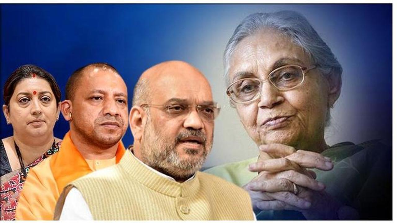 Union Ministers Amit Shah, Smriti Irani and UP CM Yogi Adityanath mourn the demise of former Delhi CM Sheila Dikshit