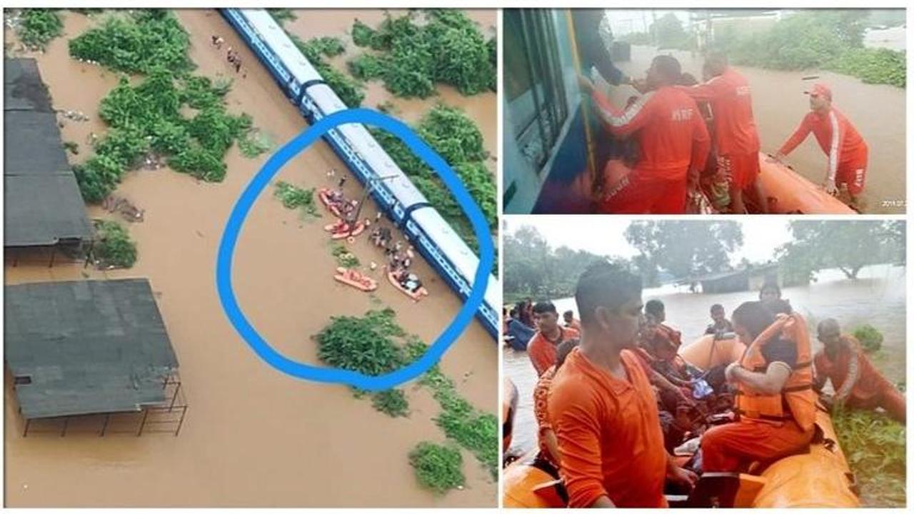 Mahalaxmi Express stranded in floods: Visuals show train's plight, NDRF rescues hundreds