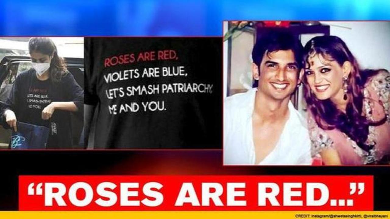 Sushant's sister twists 'roses are red...' caption on Rhea's tee as celebs back accused