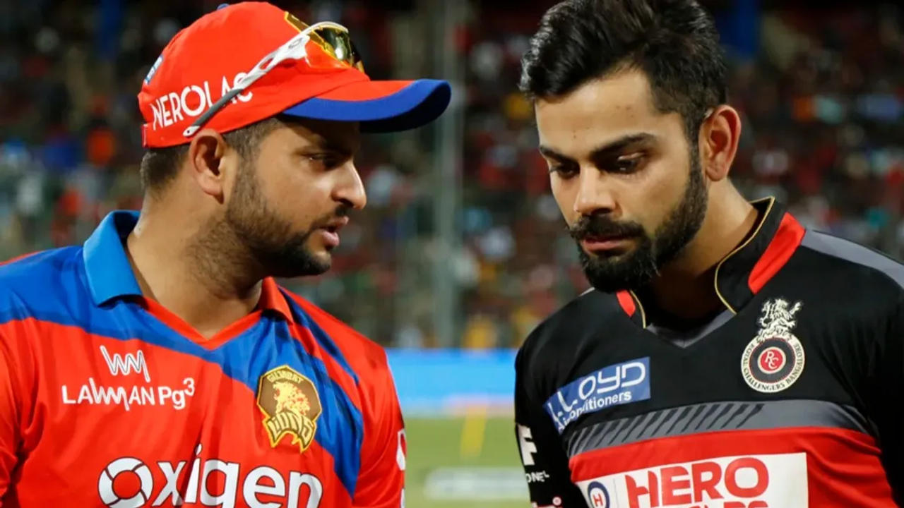 Suresh Raina with Virat Kohli during IPL 2016