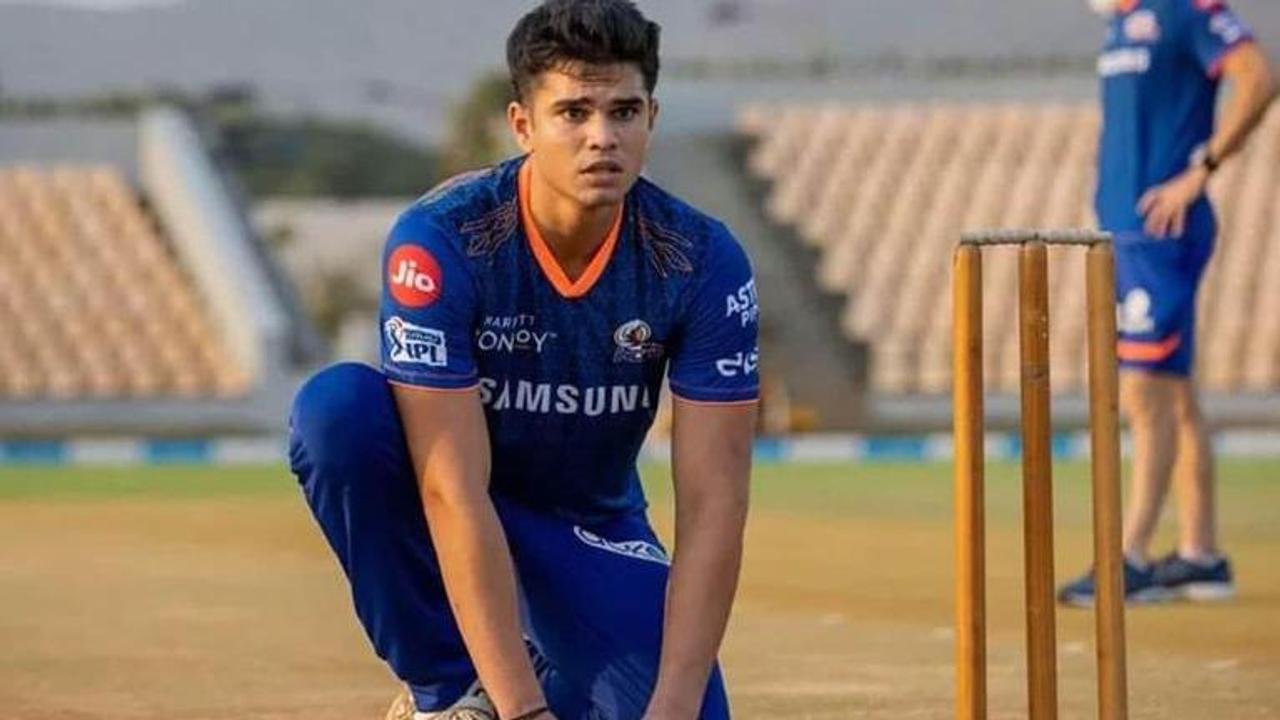 Arjun Tendulkar in MI training session