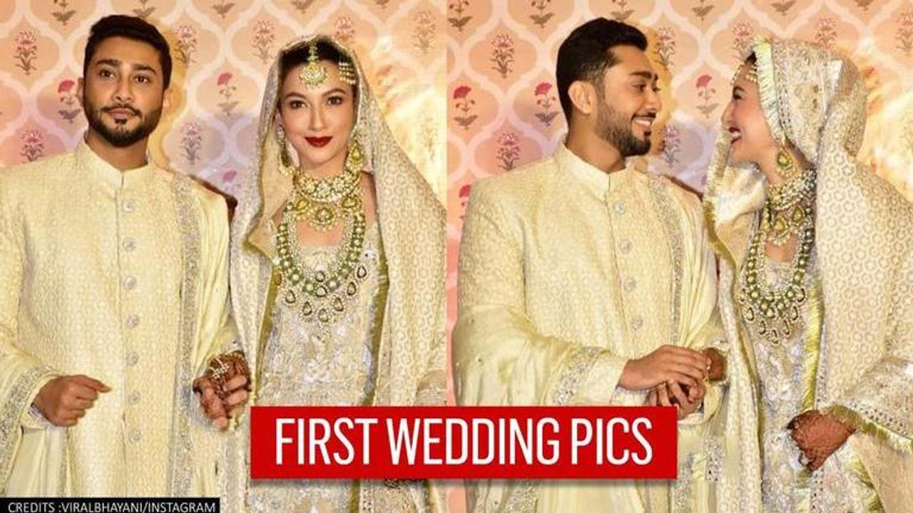 Gauahar Khan & Zaid Darbar ties knot, look ethereal in shades of white and golden;See Pics