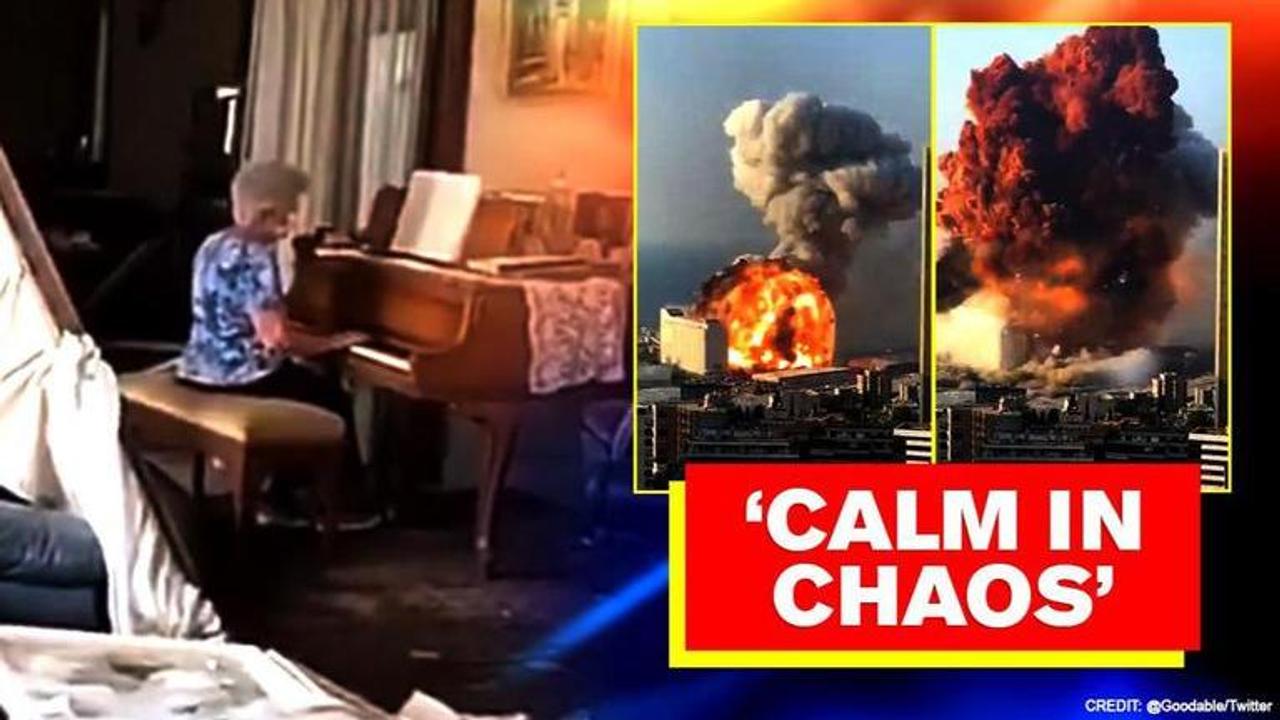 Elderly woman plays piano amid destruction caused by Beirut blast, Watch