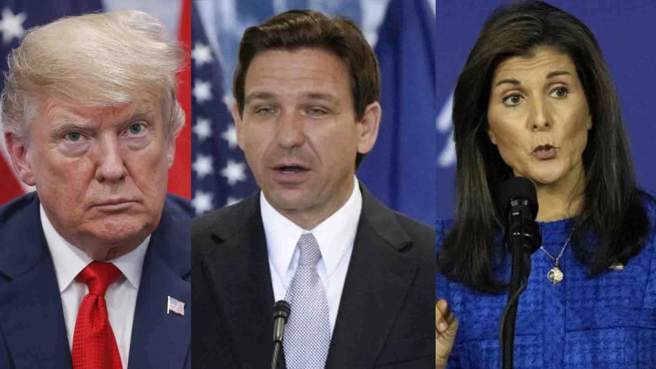 Former US President Donald Trump, Former US Ambassador to UN Nikki Haley and Florida Governor Ron DeSantis