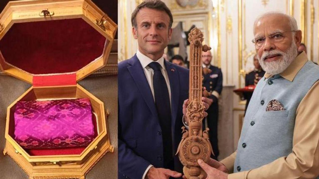 PM Modi presents unique gift to French President Emmanuel Macron, First lady