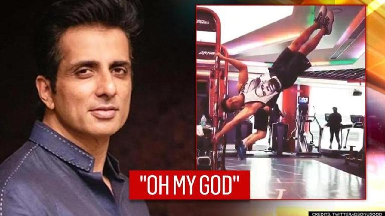 Sonu Sood performs 'gravity-defying' stunt in gym; Bollywood stars go 'Oh my God'